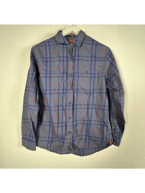 REI Cooperative Women Plaid Long Sleeve Button-Up Shirt Small Blue Orange Cotton